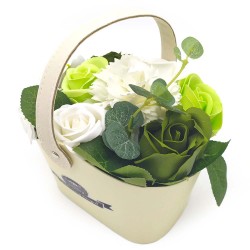 Bouquet de flores de jabón en tonos blancos