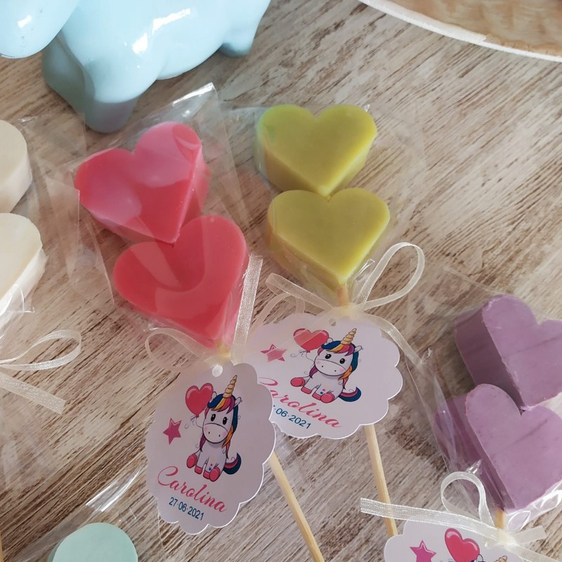 Jabones de glicerina con forma de corazón para invitados