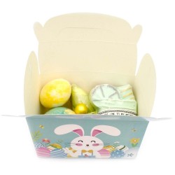 Caja de Pascua con productos de baño, elaborados con ingredientes cosméticos.