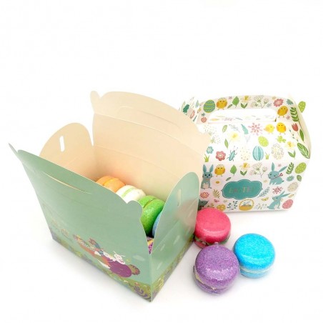 Caja con motivos de Pascua para regalar. Divertidas bombas de baño que pintan el agua de colores