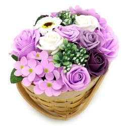 cesta regalo flores de jabon lavanda