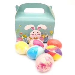 Huevos de baño en caja Edición Especial Pascua. Bombas de baño efervescentes que pintan el agua de color
