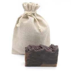 Jabón artesano de regaliz en bolsa de yute