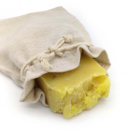 Bolsa de yute con jabón artesano de aceite de ruda